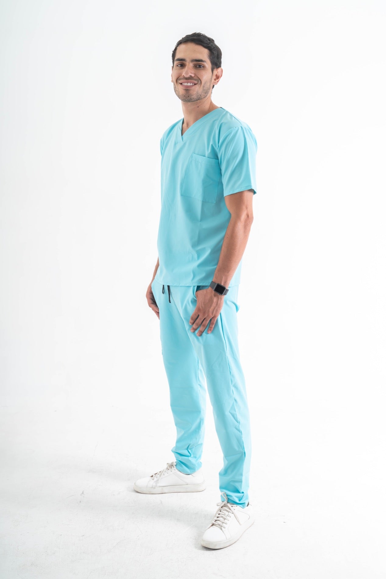 Scrub conjunto cuello v azul turqueza